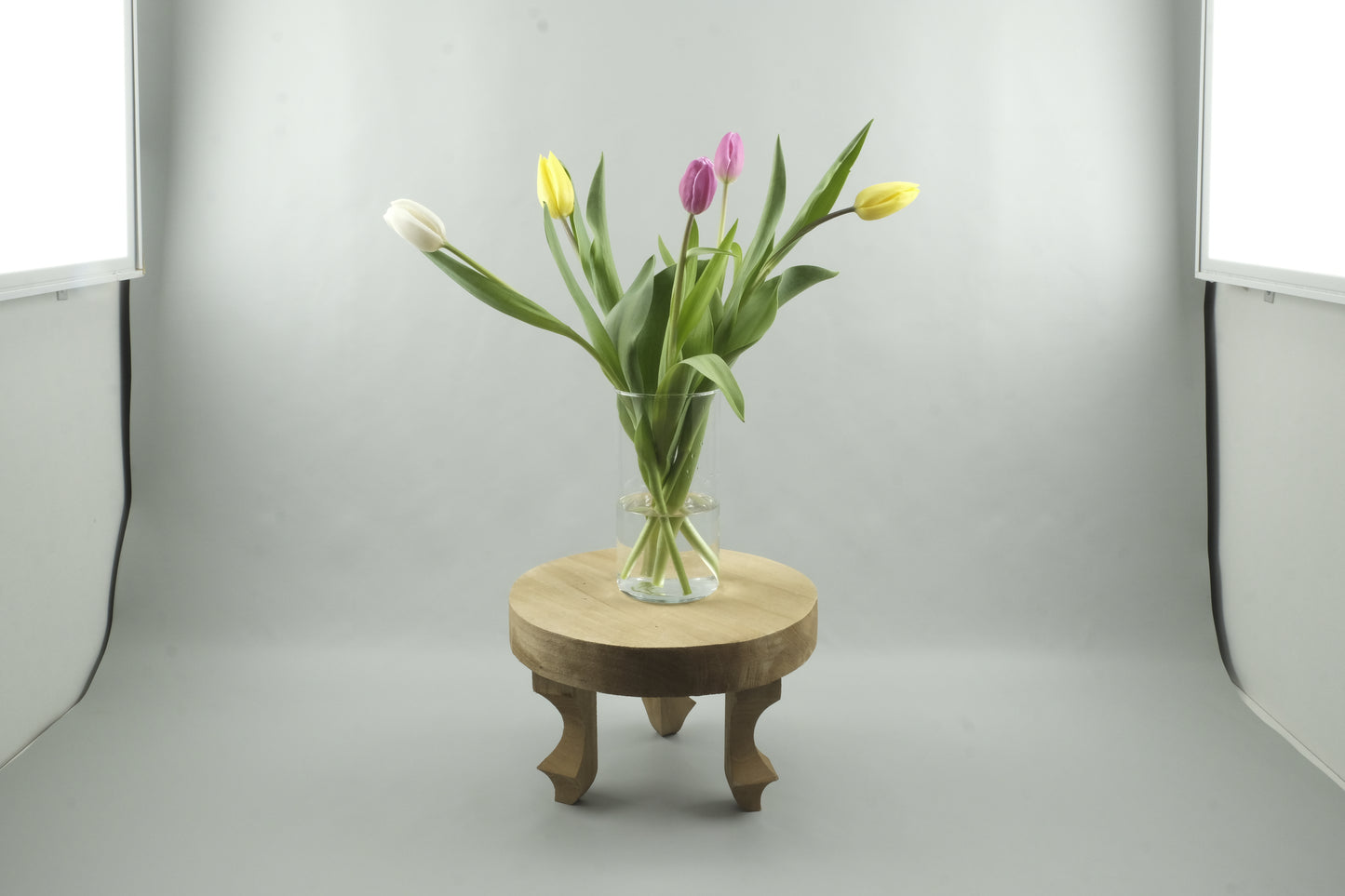 Mix yellow, white and pink tulips - 5 stems