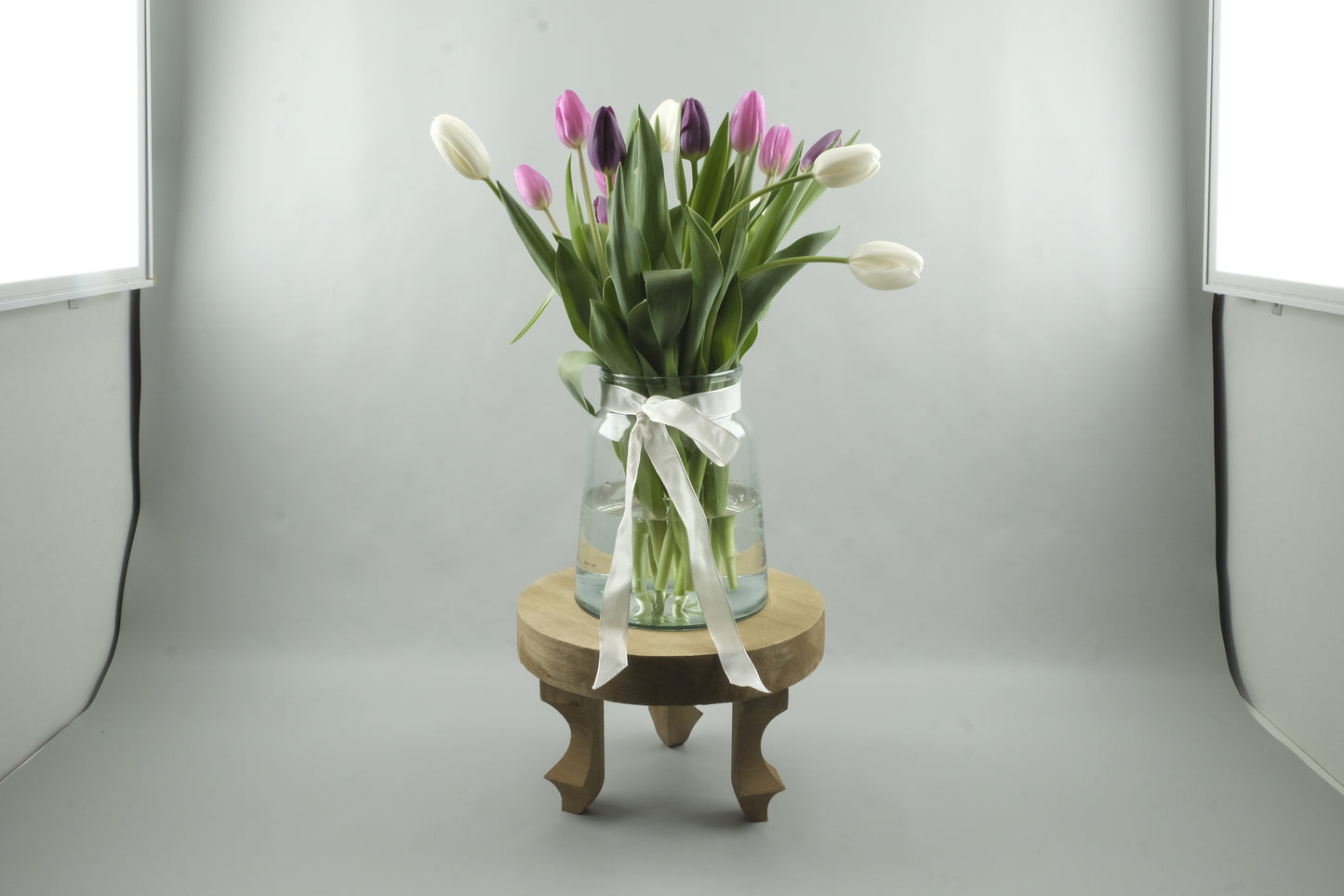 Mix purple, pink and white tulips - 15 stems