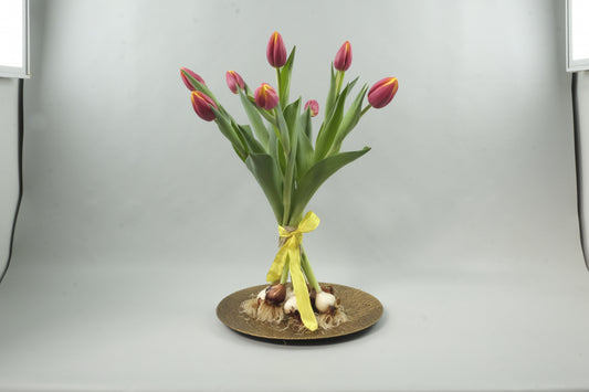 Red/yellow tulips - 9 stems