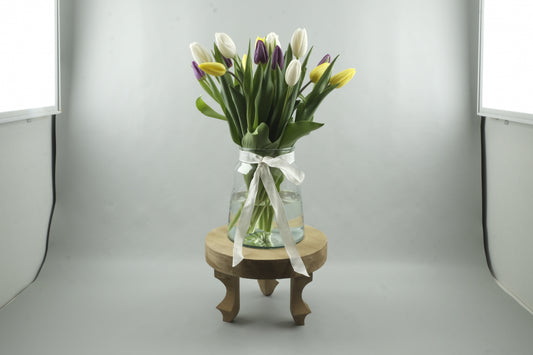 Mix yellow, white and purple tulips - 15 stems