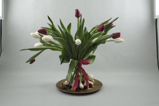Mix red and white tulips - 15 stems