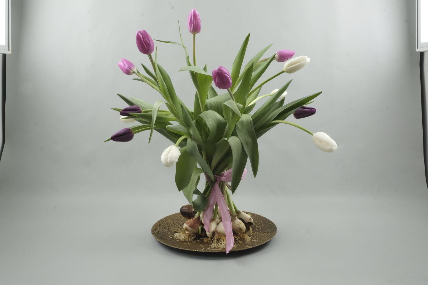 Mix purple, pink and white tulips - 15 stems